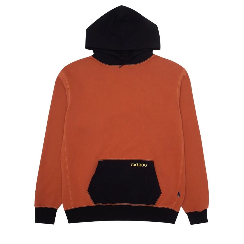 GX1000 Men's 2XL Rust Black Mini Logo Fleece Hoodie Sweatshirt Streetwear R3-17